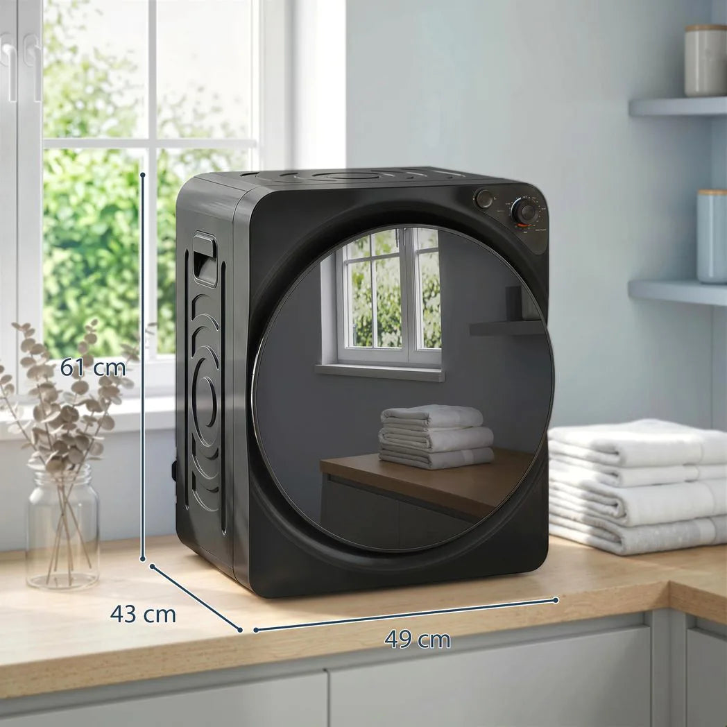 HOMCOM 5kg Vented Tumble Dryer with 5 Drying Modes – 1000W Compact Stackable Dryer, Stainless Steel Tub, Black