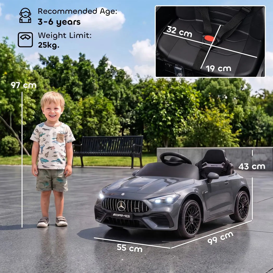 AIYAPLAY Licensed Mercedes-AMG Kids Electric Car with Dual 12V Motors and Remote – Ride-On, Ages 3-6, Grey