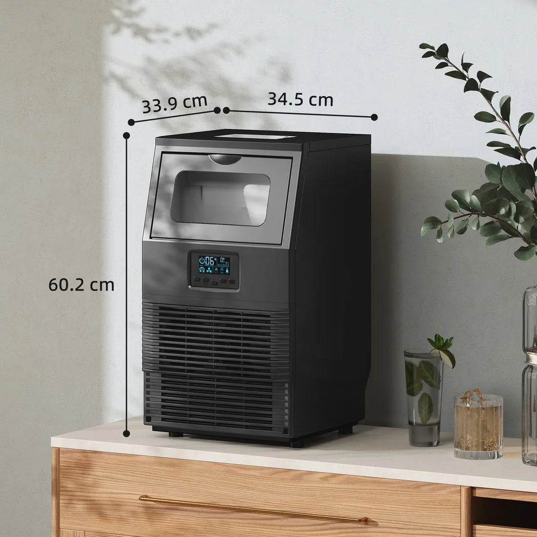 HOMCOM Commercial Ice Maker with 4kg Ice Storage, Up to 30kg Daily – Square Ice Cube Machine, Black