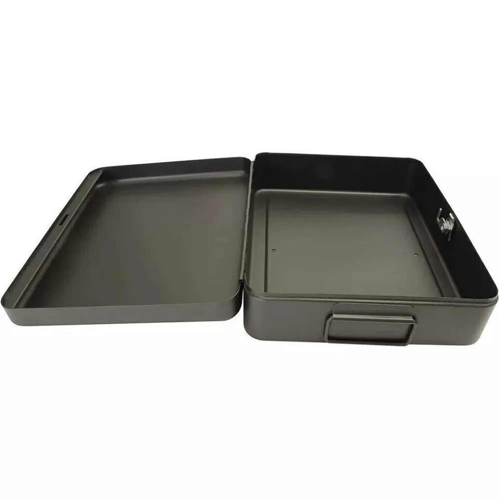 A4 Security Lock Box with Folding Carry Handle & 2 Keys – Powder-Coated Steel Cash and Document Safe Chest