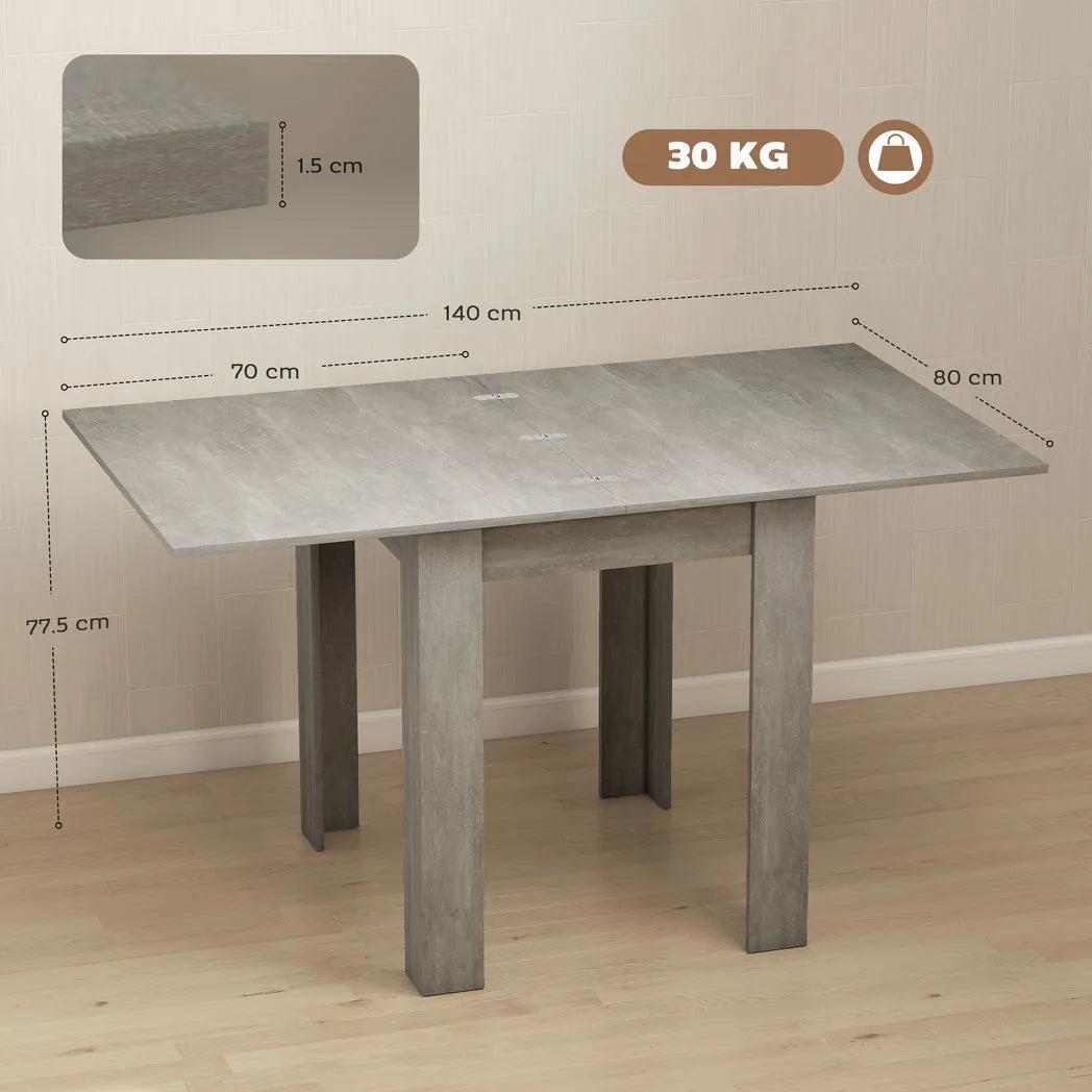 HOMCOM Folding Dining Table for 4-6 – Extendable Drop Leaf Kitchen Table for Small Spaces, Grey