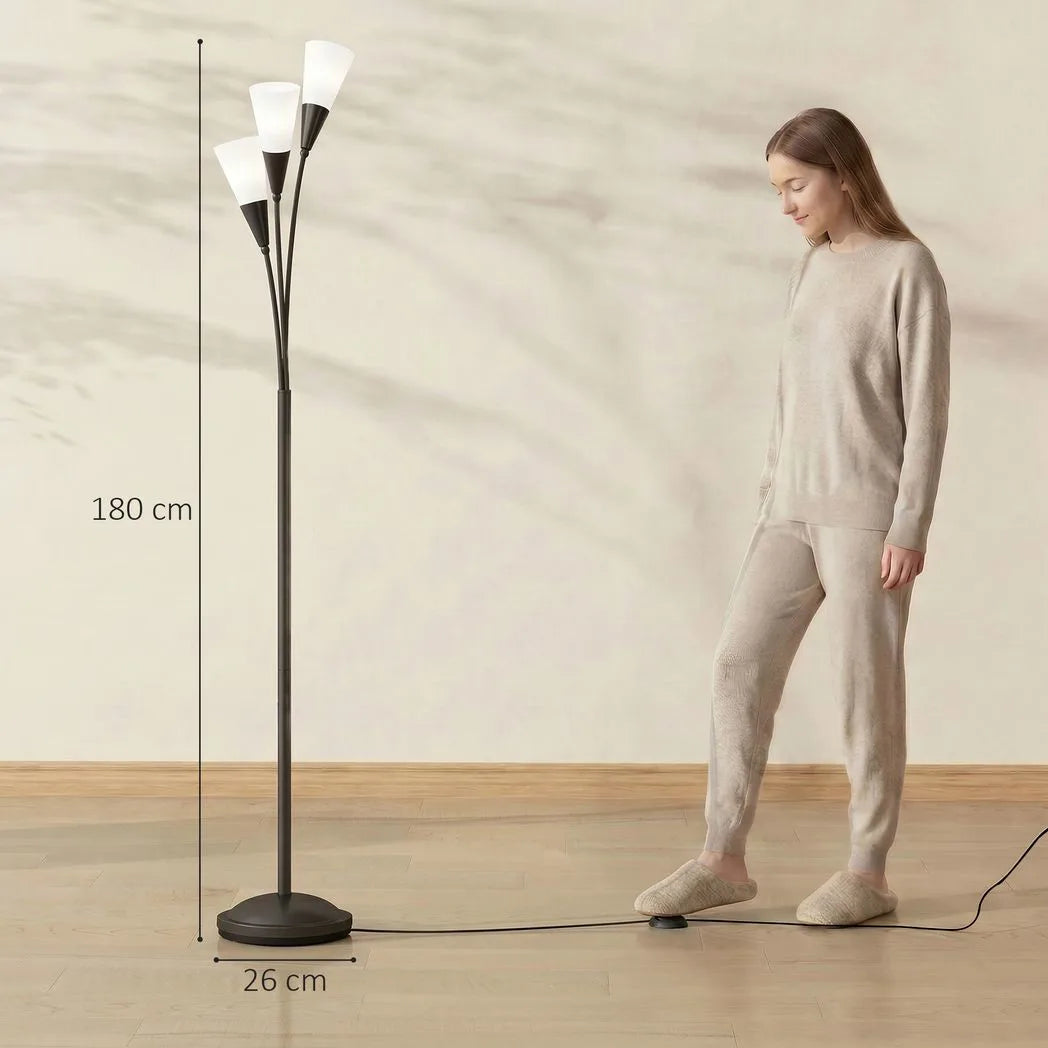 HOMCOM 3-Light Uplighter Floor Lamp – Black