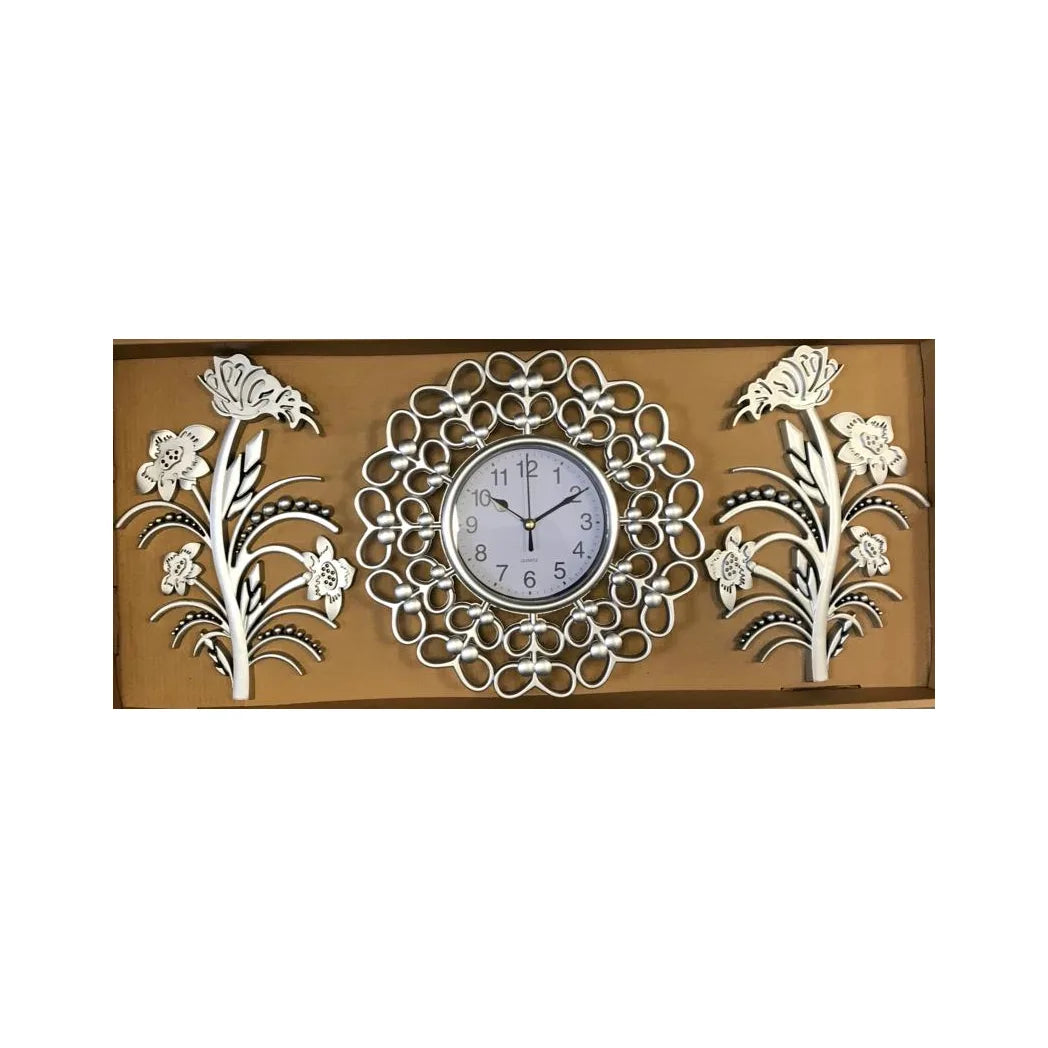Plastic Wall Clock and Decal Set, 3 Pieces – Home Decor, Assorted Colours and Designs