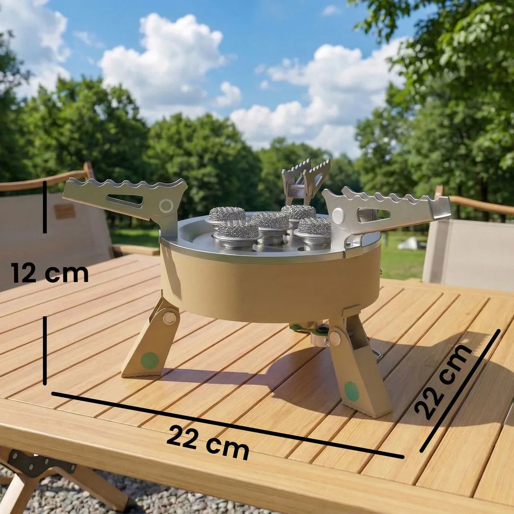 Outsunny 7000W Camping Stove with Piezo Ignition, Carry Bag & 50kg Load Capacity – Foldable Hiking Gas Stove, Khaki