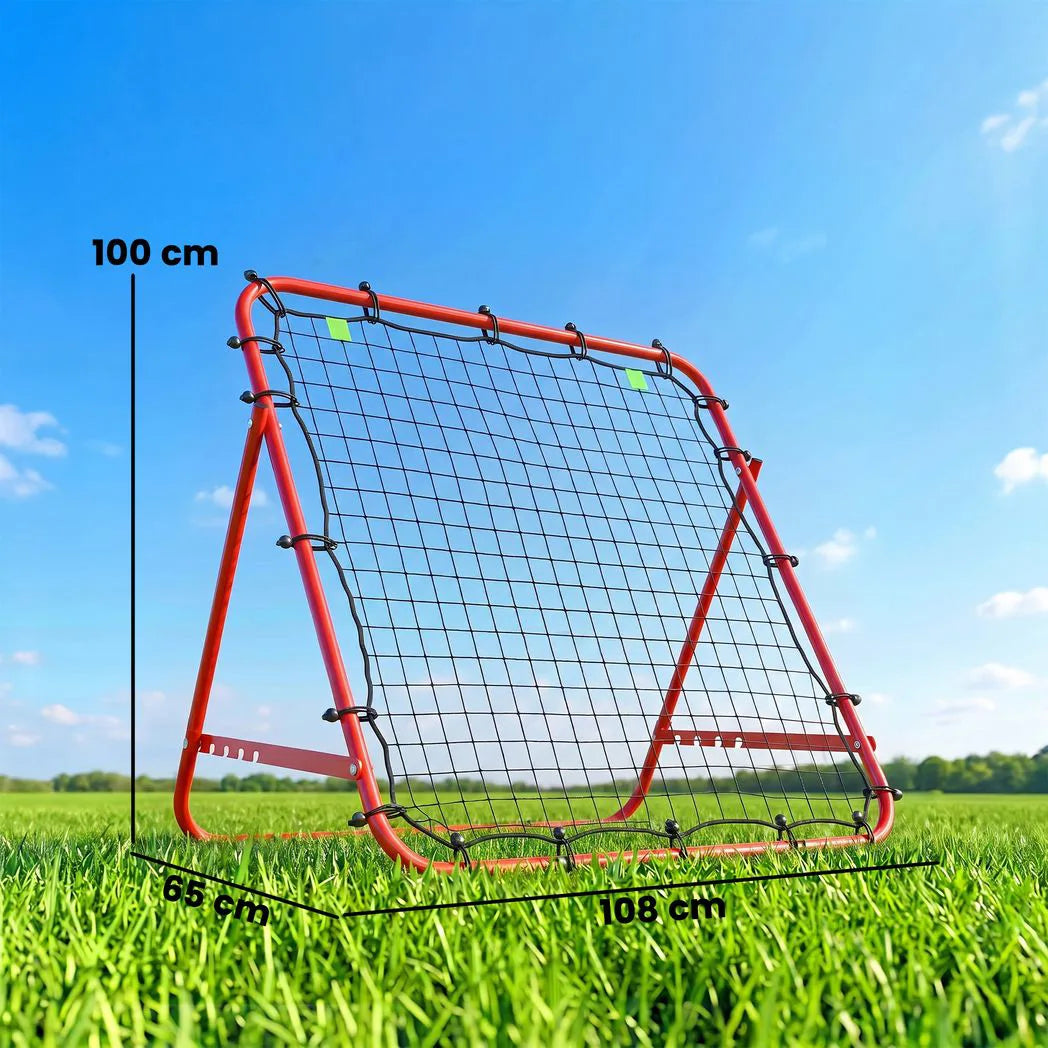 HOMCOM Adjustable Football Rebounder Net with Steel Frame – Kickback Training Target for Teens & Adults, Red