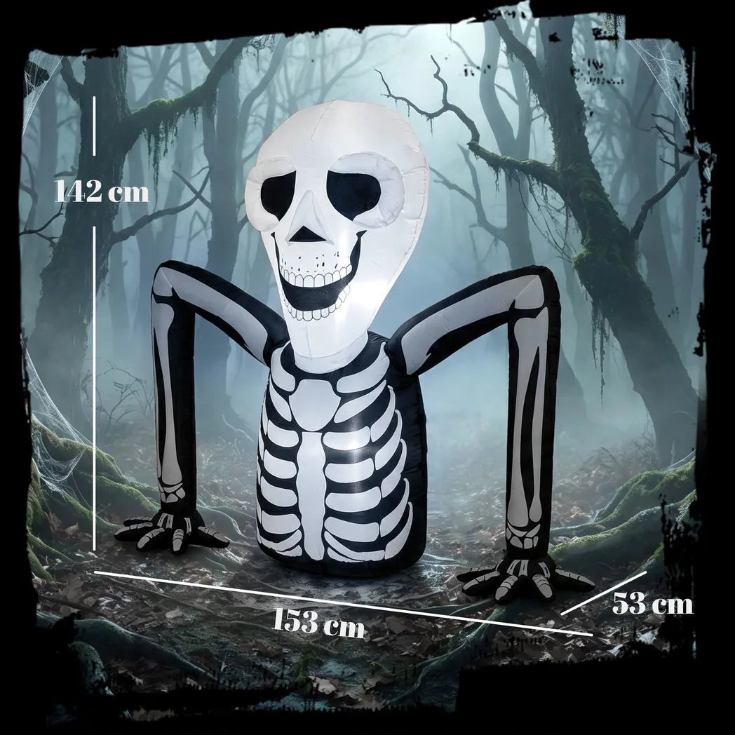 Outsunny Inflatable Ground-Crawling Skeleton with Built-In LEDs – Scary Halloween Decoration, Indoor/Outdoor