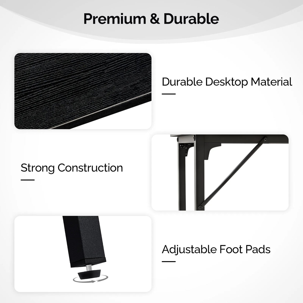 43-Inch Black Bar Table with MDF Top & Iron Frame, 110cm – Pub Height Kitchen or Home Bar Counter