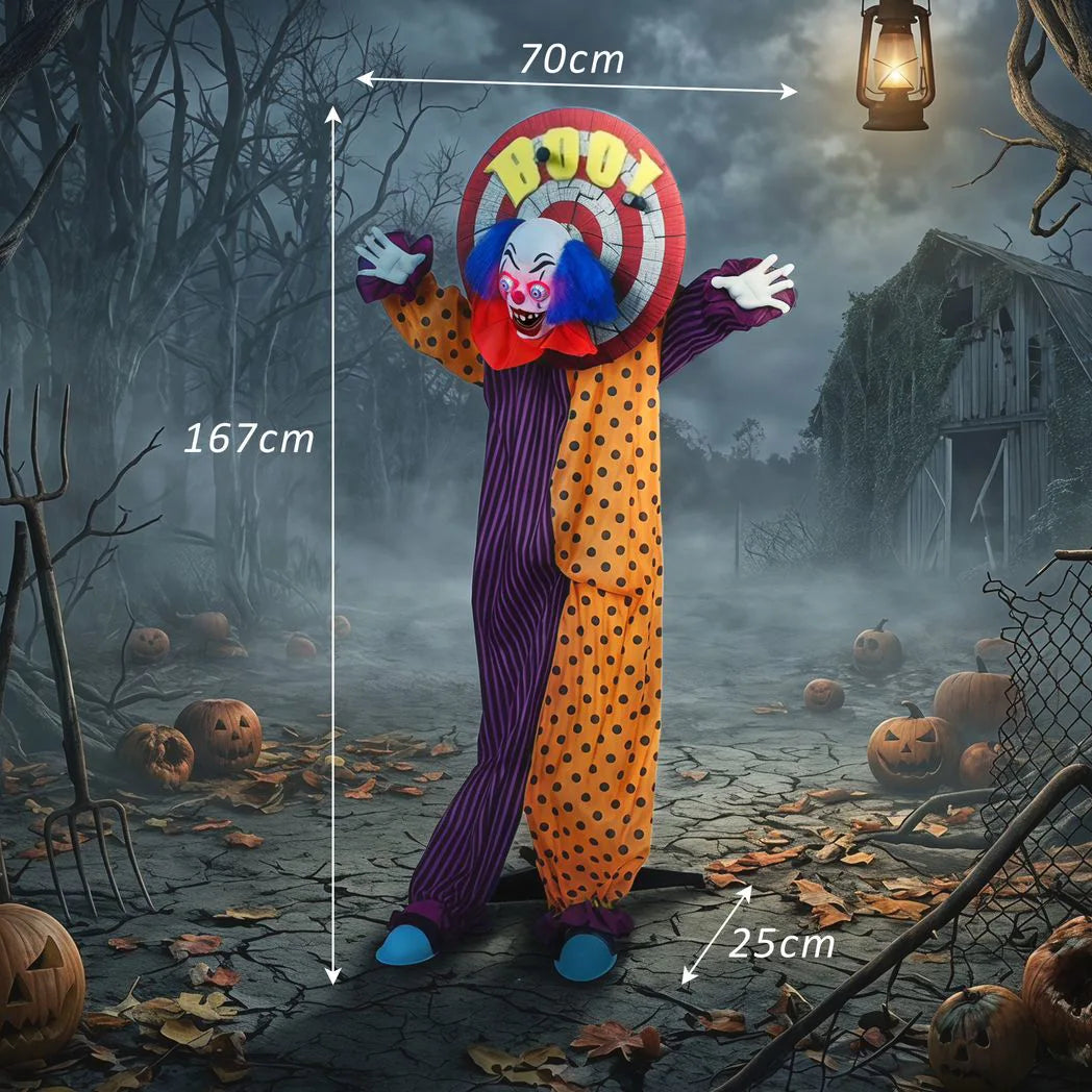 HOMCOM 167 cm Life Size Animated Clown Halloween Decoration
