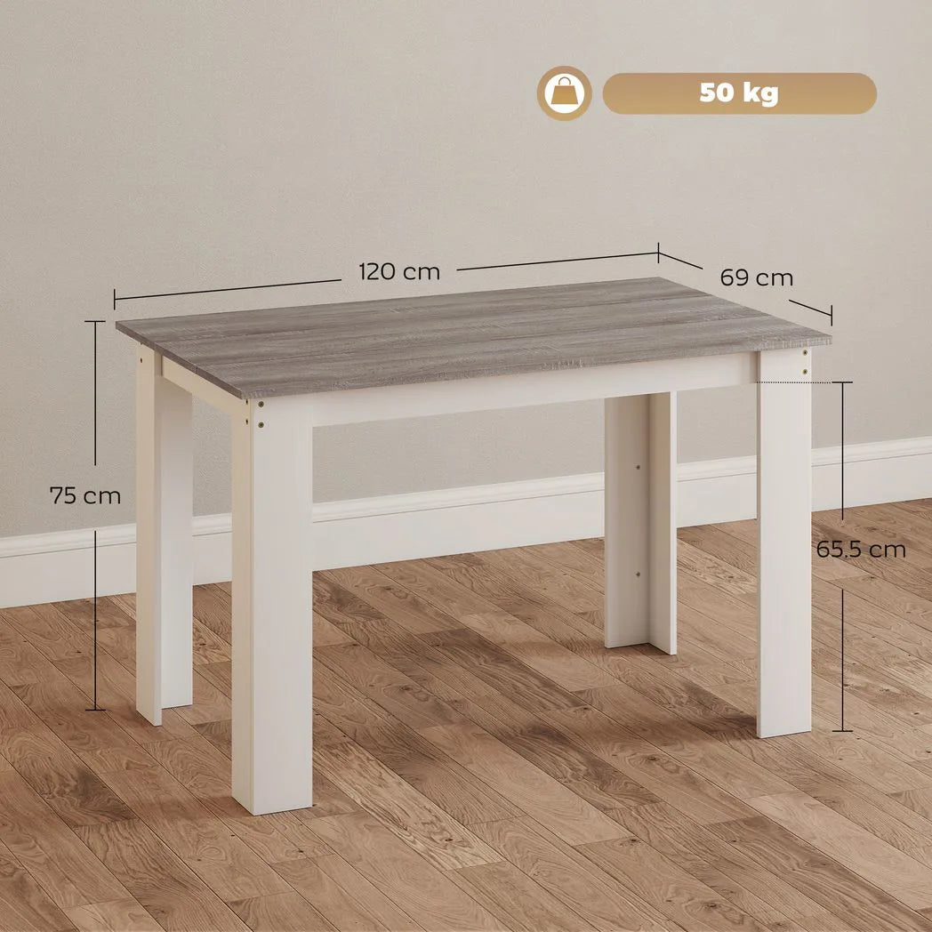 HOMCOM Dining Table for 4–6 People with Wood Effect Melamine Top and Triangular Legs – Kitchen Table, Grey