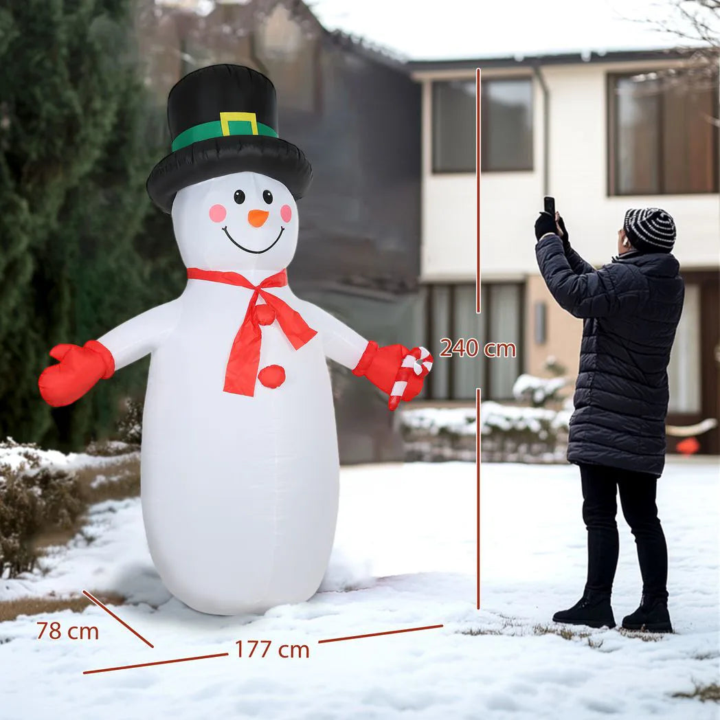 Outsunny 8ft Inflatable Christmas Snowman with Disco & LED Lights – Self-Inflating Outdoor Garden Decoration