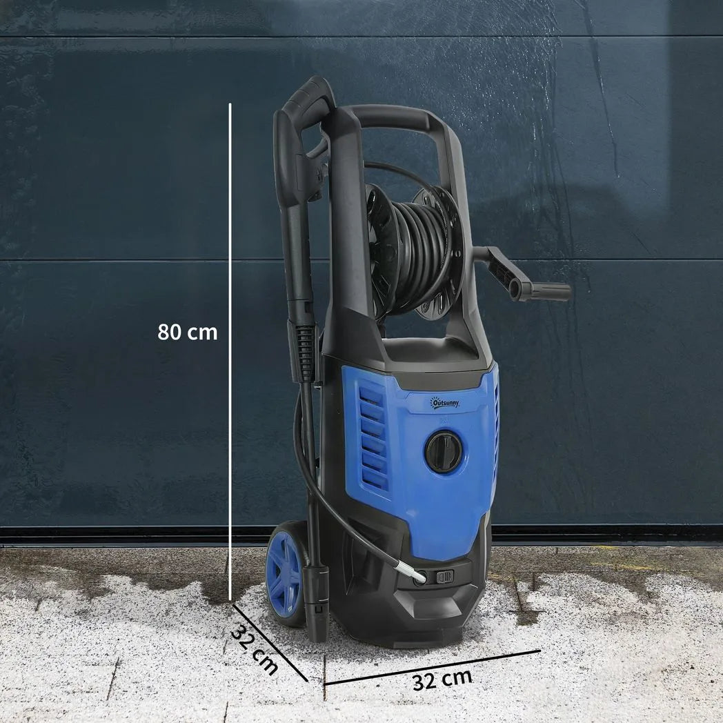Outsunny 2200W High Pressure Washer, 170 Bar, with Adjustable Nozzle, 6m Hose and Snow Foam Bottle, Blue