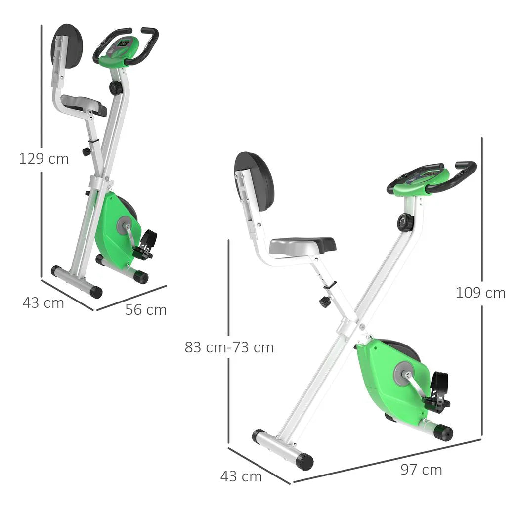 HOMCOM Folding Exercise Bike with 8-Level Magnetic Resistance, LCD Monitor & Pulse Sensor – Home Cardio, Green