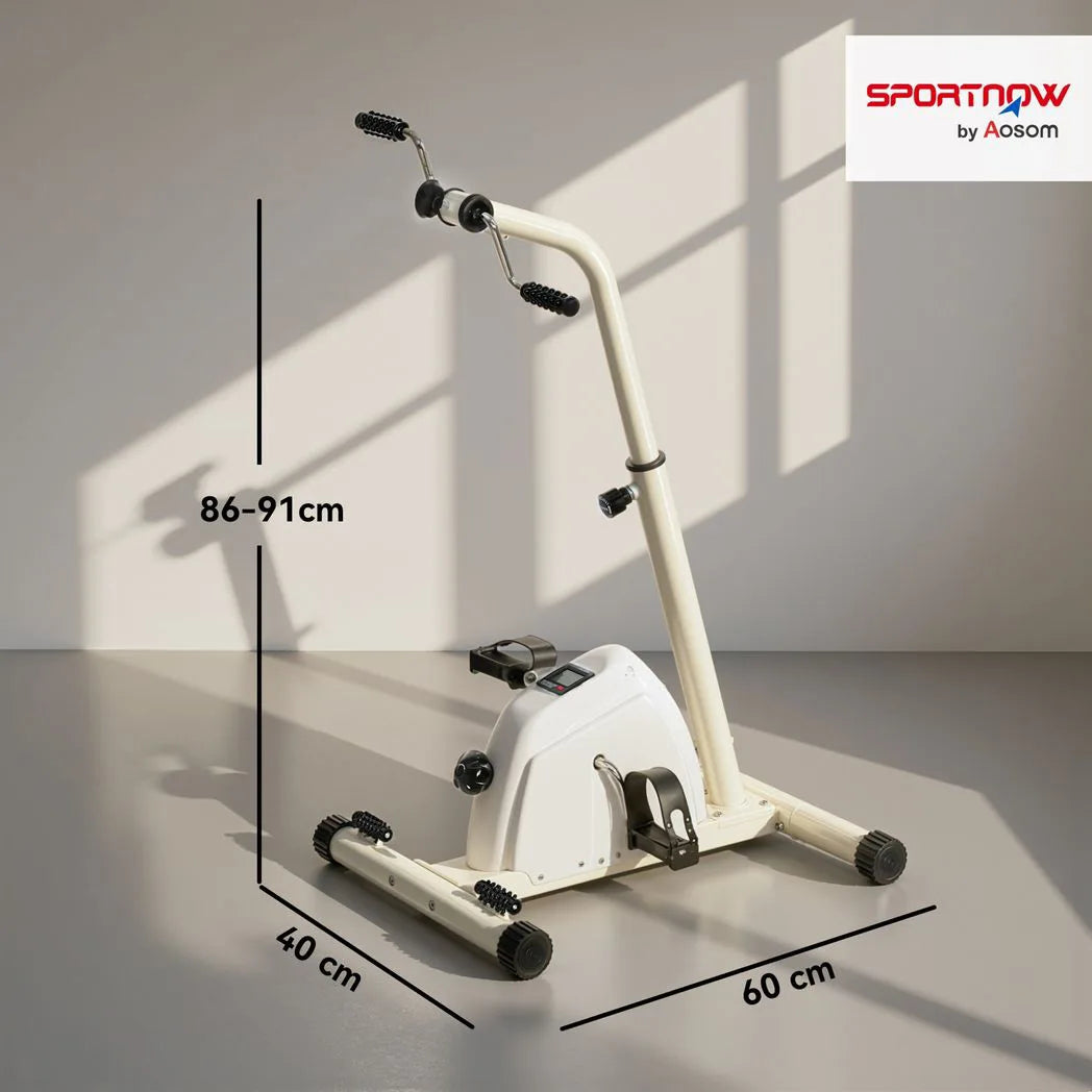 SPORTNOW Seated Pedal Exerciser with Dual Massage, LCD Monitor & Adjustable Height – Home Exercise Bike