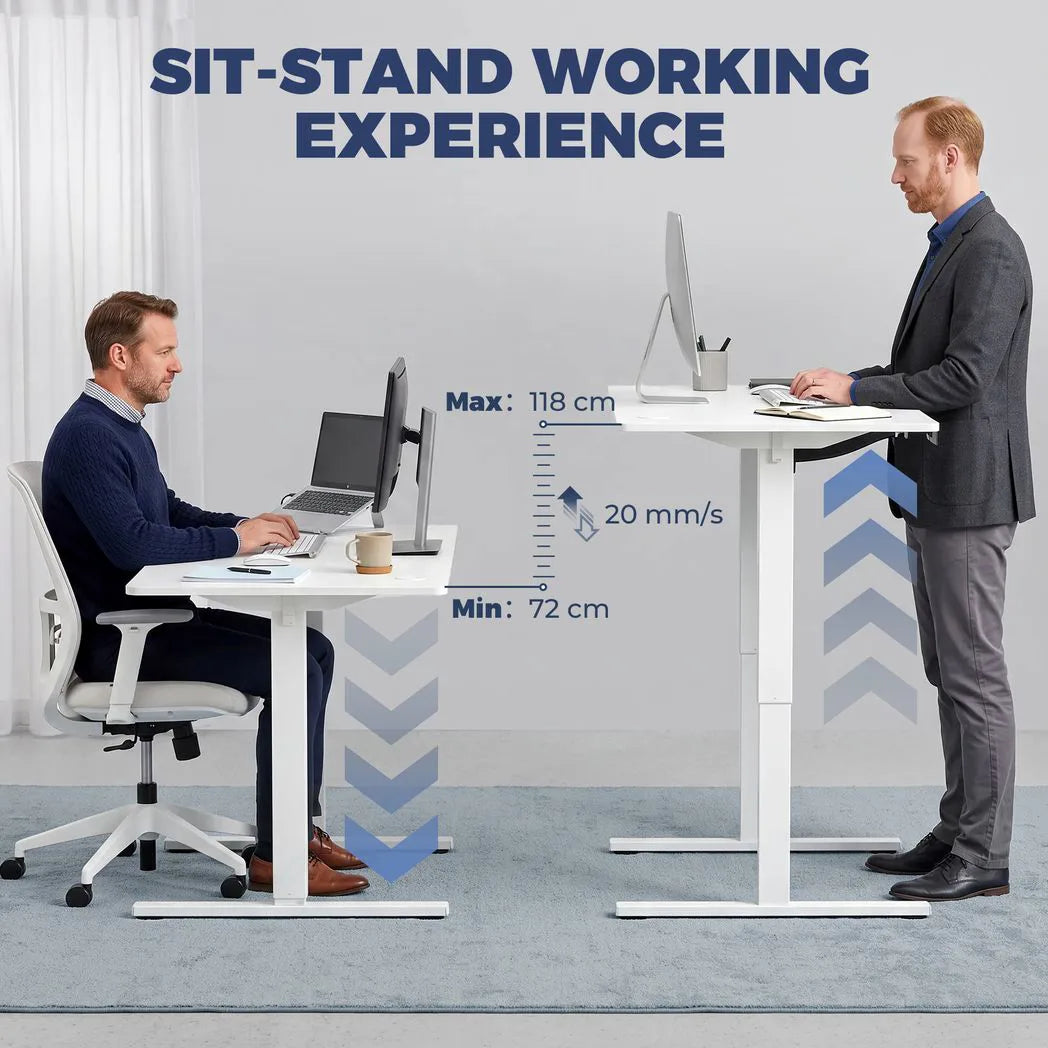 HOMCOM Electric Standing Desk with Memory Presets, LED Display & Cable Holes – Height Adjustable, White