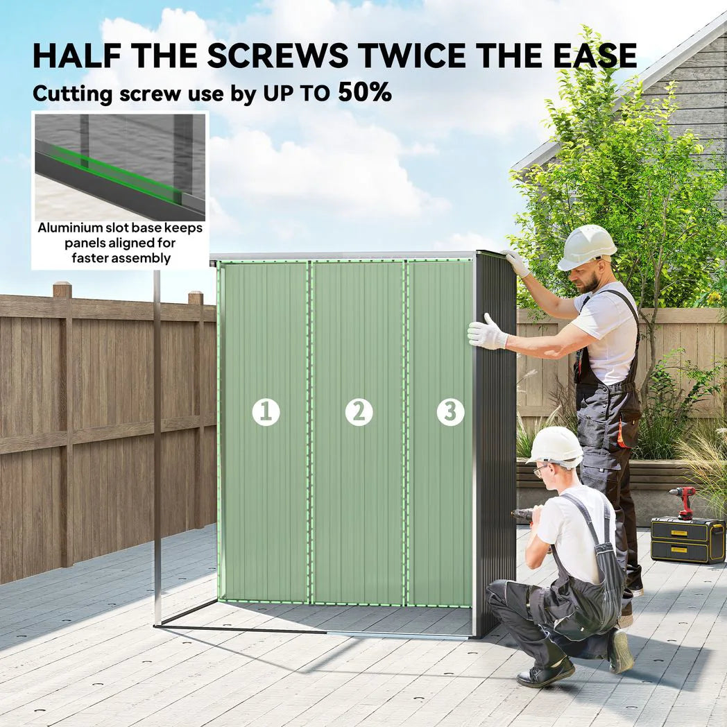 Outsunny 5 x 3.5ft Metal Garden Storage Shed with Sliding Door and Roof Vents – Waterproof, Dark Grey