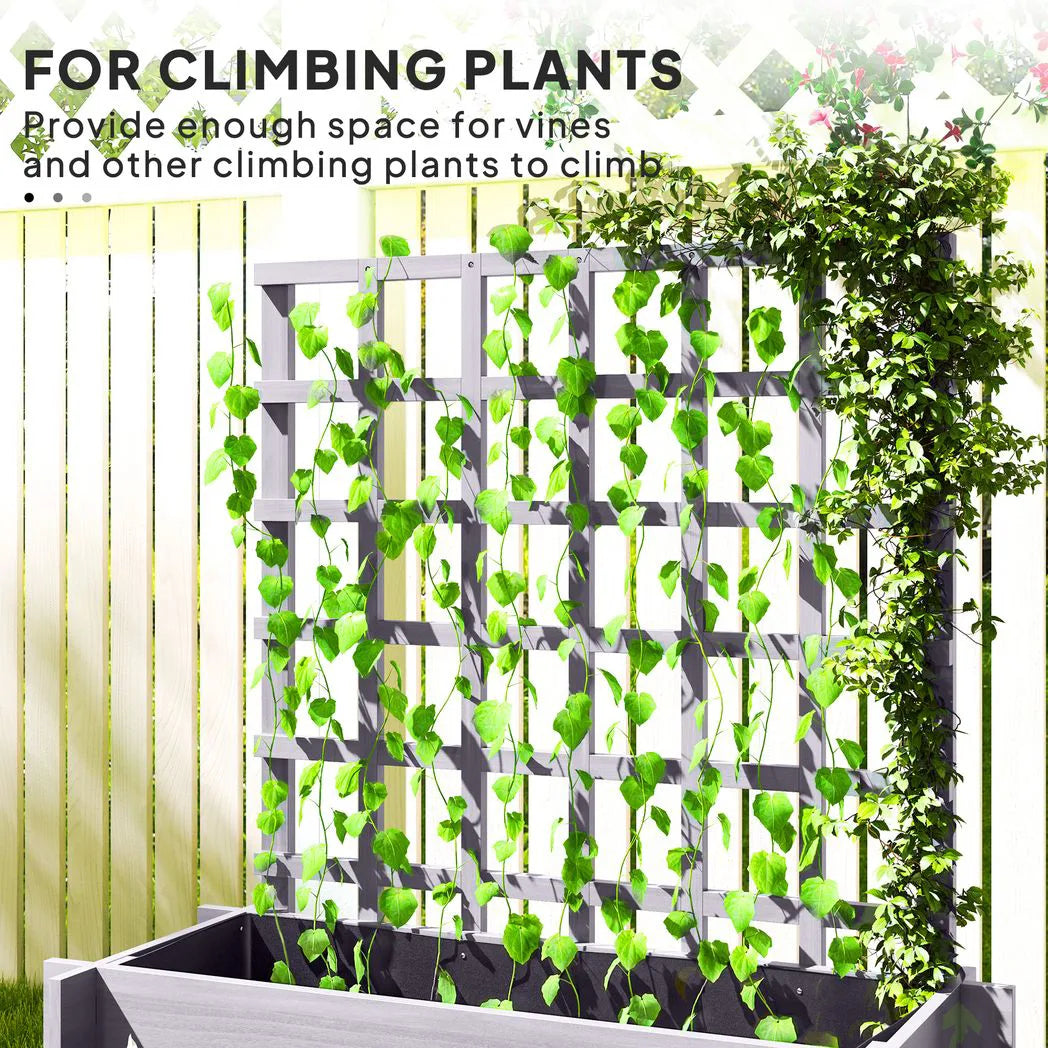 Outsunny 3-Tier Wooden Trellis Planter, 95x95x110cm – Grey