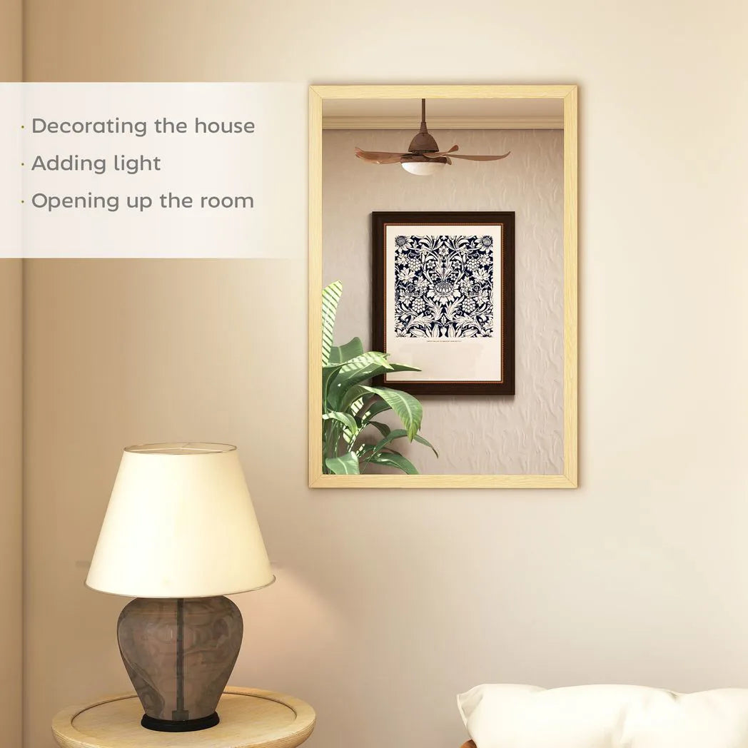 HOMCOM Wall Bathroom Mirror, 60 x 40 cm Wall-Mounted Mirror for Living Room, Bedroom, Hallway