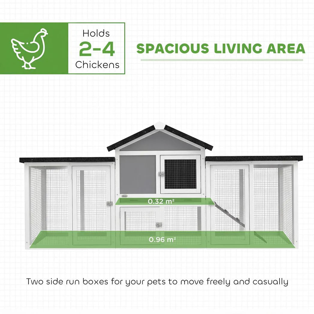 PawHut Large Wooden Chicken Coop with Nesting Box, Two Levels and Five Doors – Outdoor Poultry Hen House
