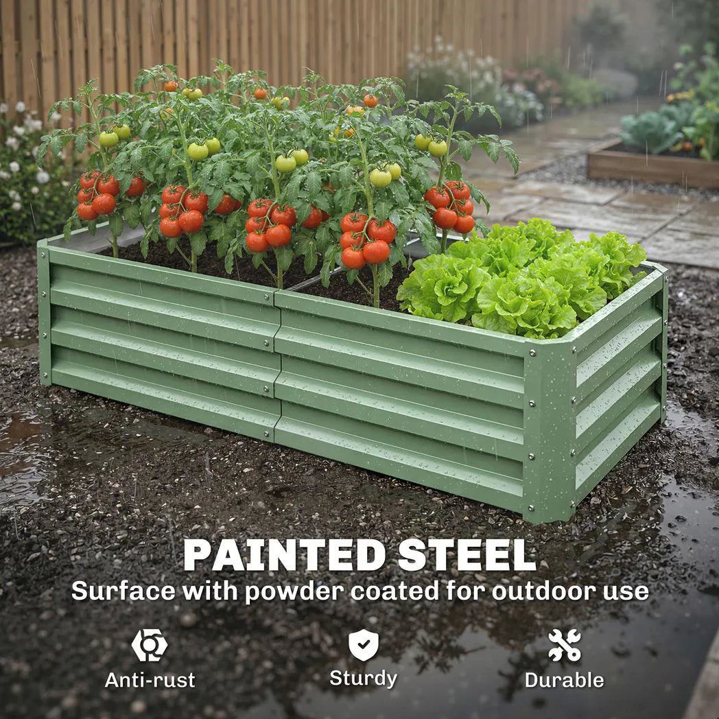Outsunny Galvanised Raised Garden Bed for Herbs & Veg