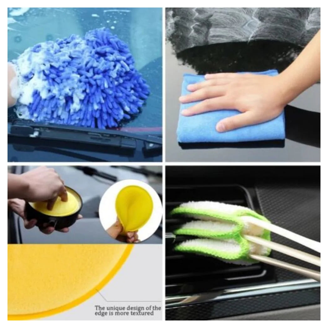 26-Piece Car Detailing Kit with Drill Brushes, Sponges, Gloves & Cloth – Interior & Exterior Cleaning Set