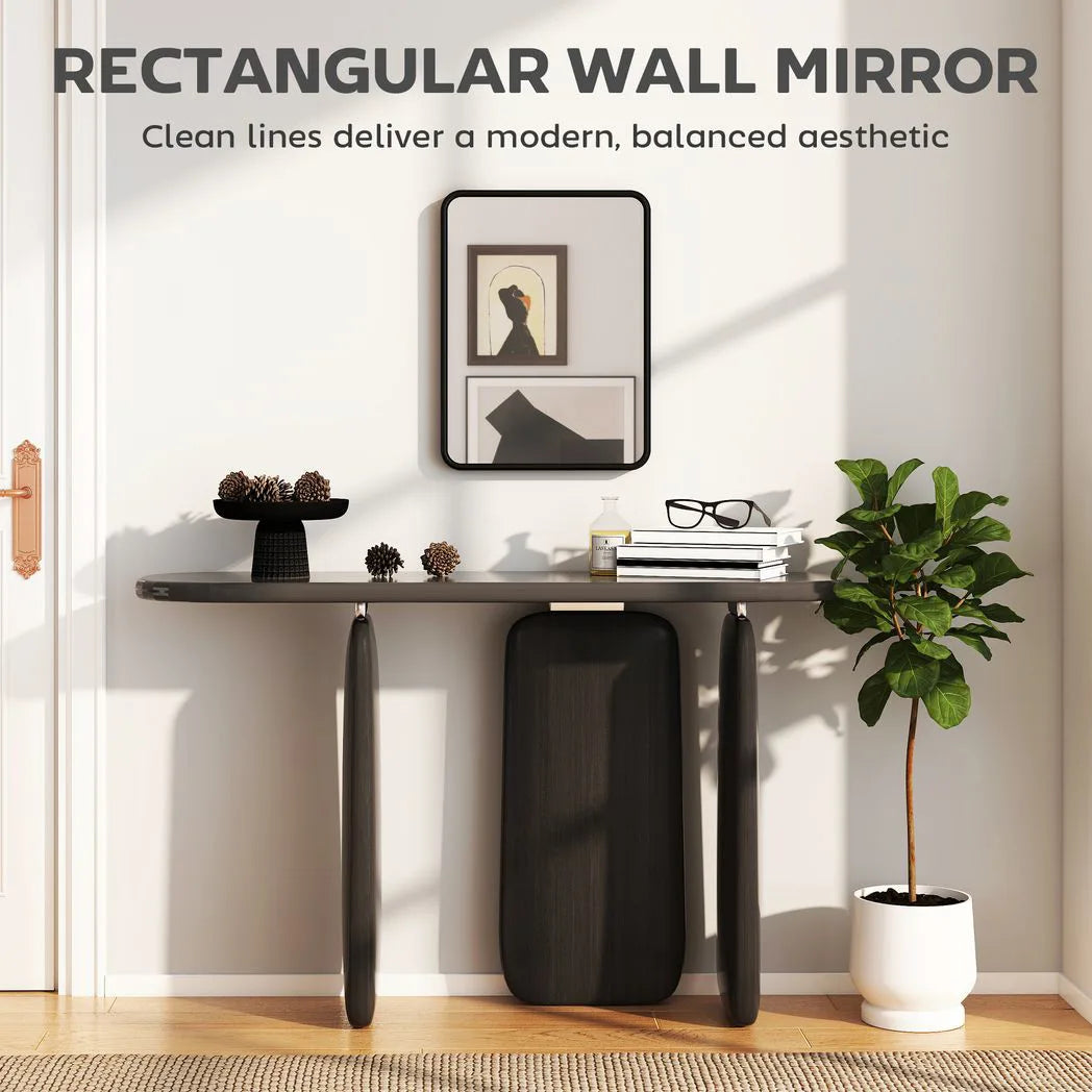 HOMCOM Rectangular Wall Mirror with HD Glass – Black