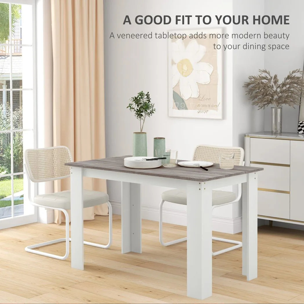 HOMCOM Dining Table for 4–6 People with Wood Effect Melamine Top and Triangular Legs – Kitchen Table, Grey