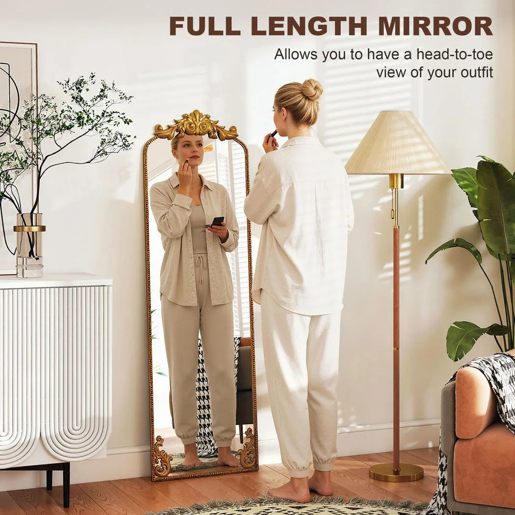 HOMCOM Full Length Mirror, 50 x 160 cm Floor Mirror with Baroque Metal Frame for Bedroom, Living Room