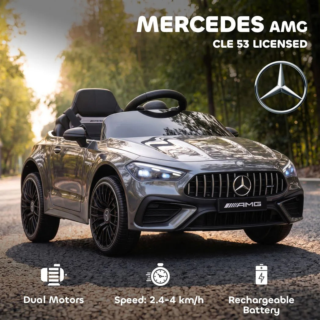 AIYAPLAY Licensed Mercedes-AMG Kids Electric Car with Dual 12V Motors and Remote – Ride-On, Ages 3-6, Grey
