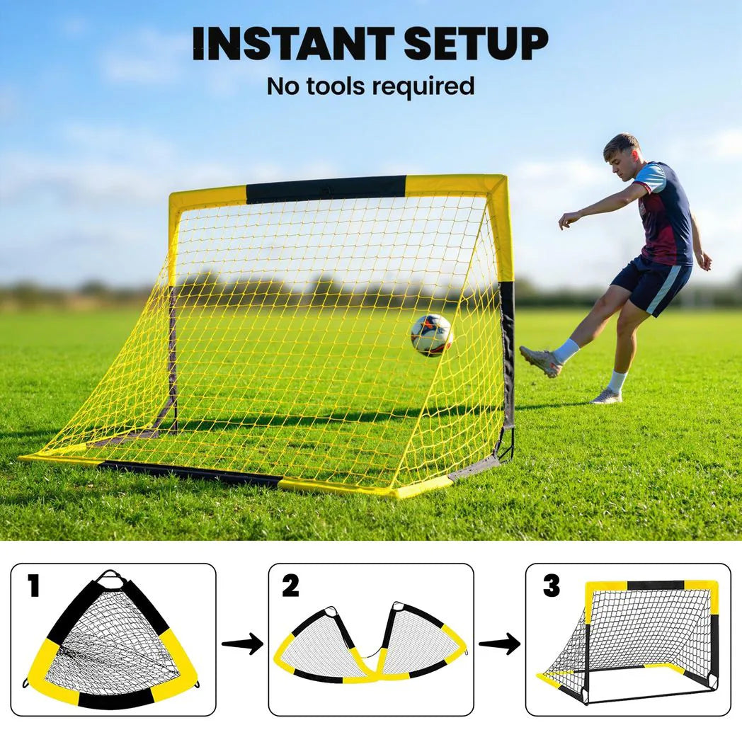 SPORTNOW Pop Up Football Goal with Carry Bag & 4 Ground Stakes – Portable Folding Garden Football Net, 150 x 110cm