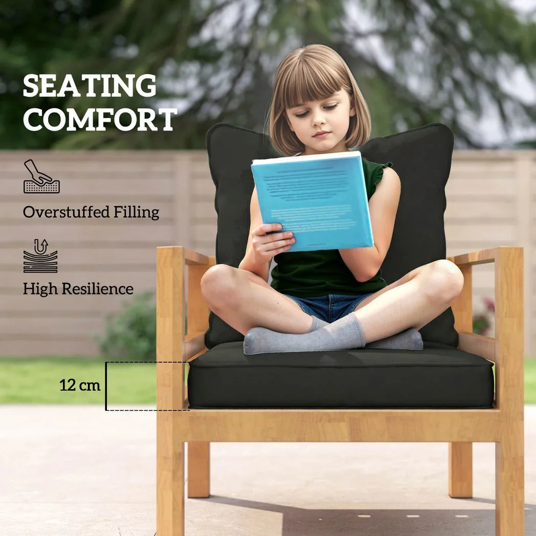 Outsunny Seat and Back Cushion Set with Piped Edges, Indoor and Outdoor, Black