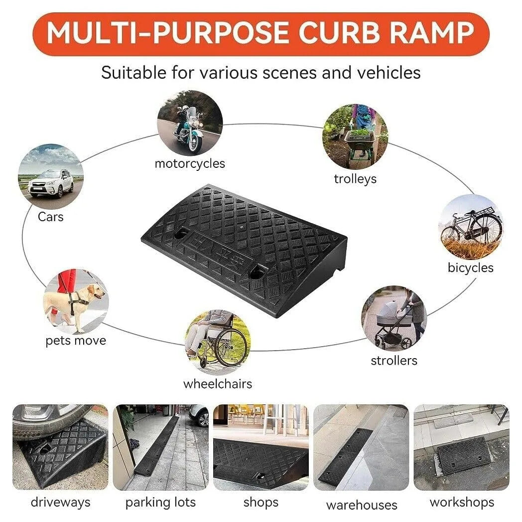 Portable Kerb Ramps, 2 Pack, 50 x 27 x 11 cm Threshold Ramps for Driveways, Cars and Scooters