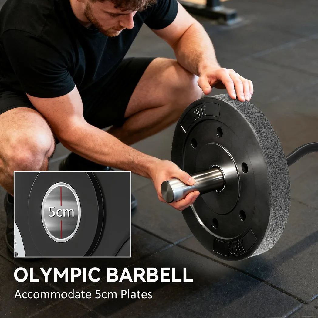 SPORTNOW 4ft Olympic EZ Curl Bar for 2" Weight Plates with Knurled Non-Slip Grip & Rotating Sleeves – 120cm Barbell