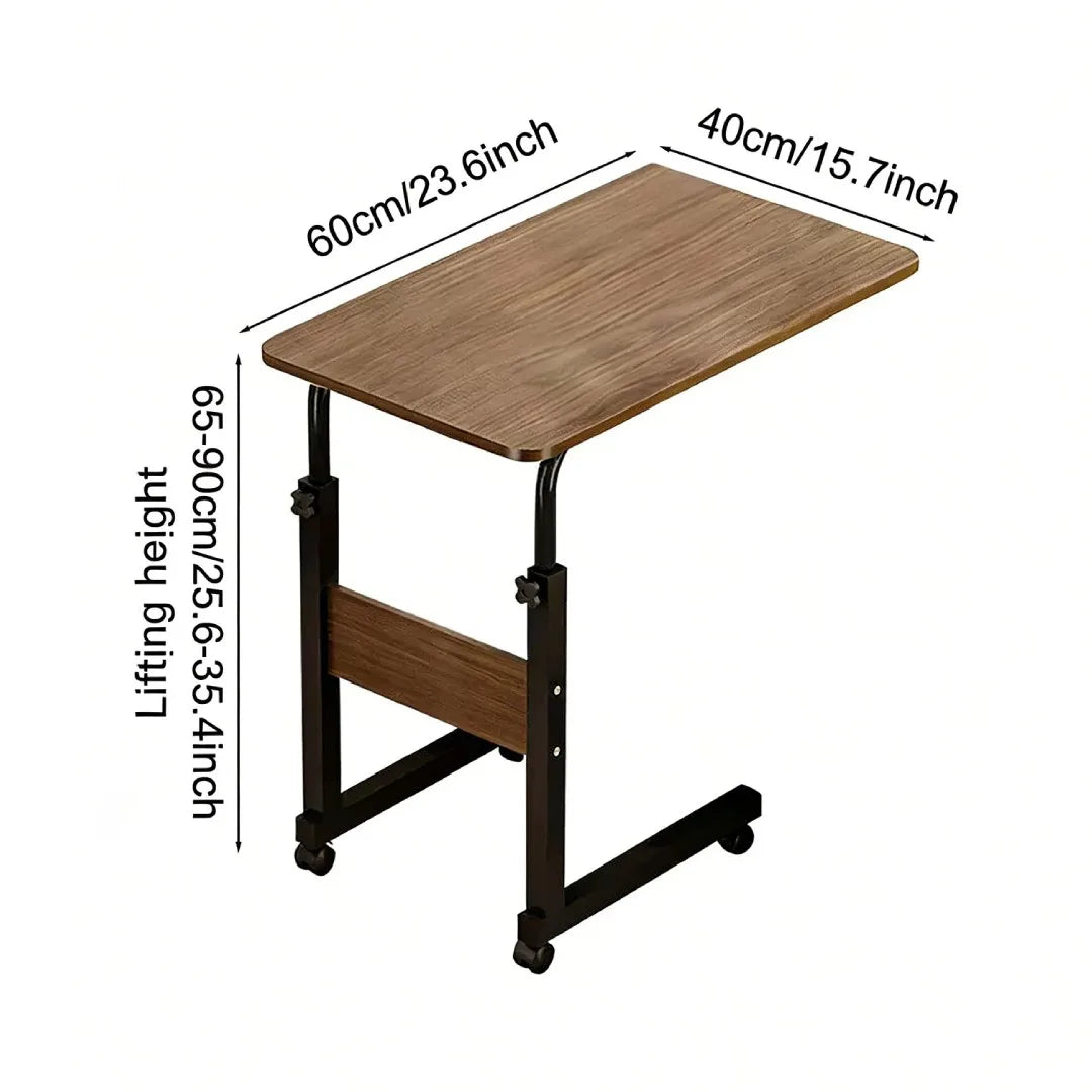 Height Adjustable Overbed Table with Locking Wheels, C-Shaped Mobile Bedside and Sofa Table – Laptop Desk