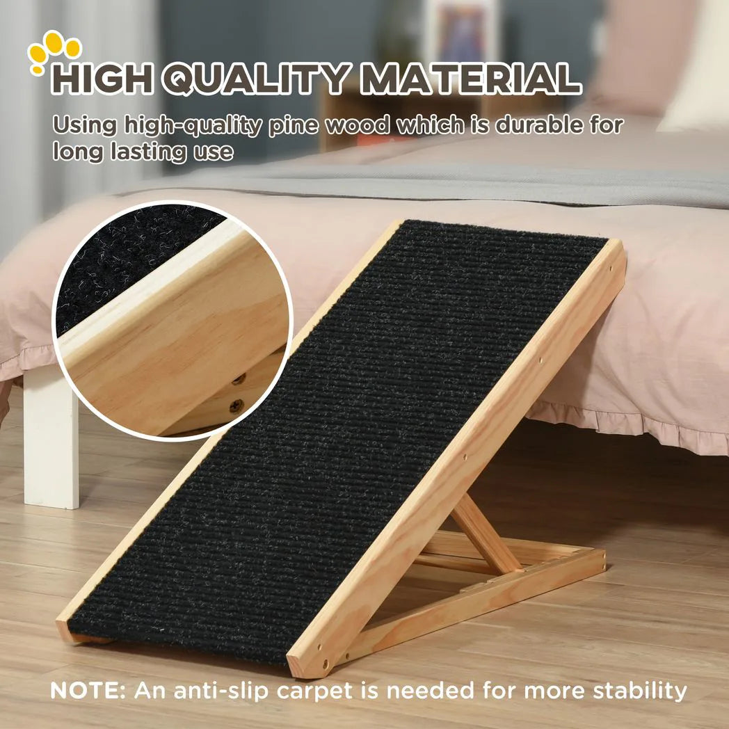 PawHut Foldable Dog Ramp with 4 Adjustable Heights & Non-Slip Surface – Pet Ramp for Large Dogs, Black