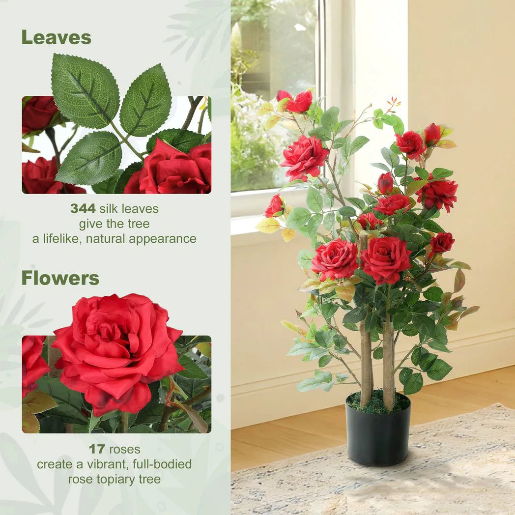 HOMCOM 90cm Artificial Rose Tree