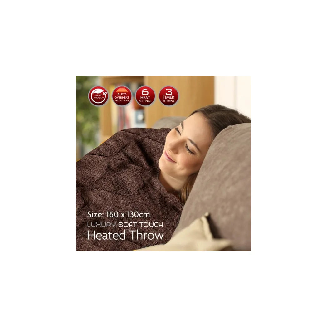 Luxury Soft Touch Electric Heated Throw Blanket, 160 x 130cm – Cosy Heated Home Comfort