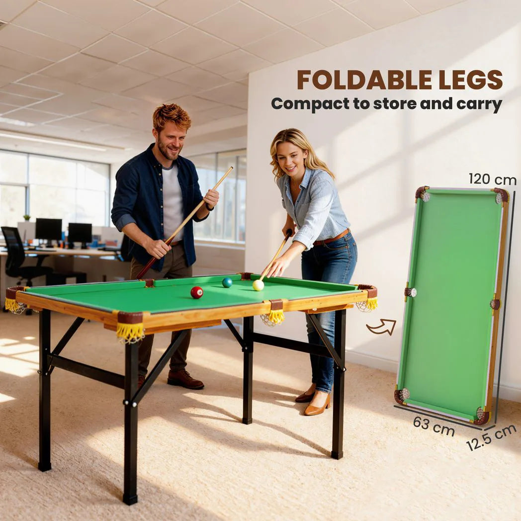 SPORTNOW 4ft Folding Pool Table with 2 Cues, 16 Balls, Triangle & Chalk – Mini Billiards Table for Kids & Adults