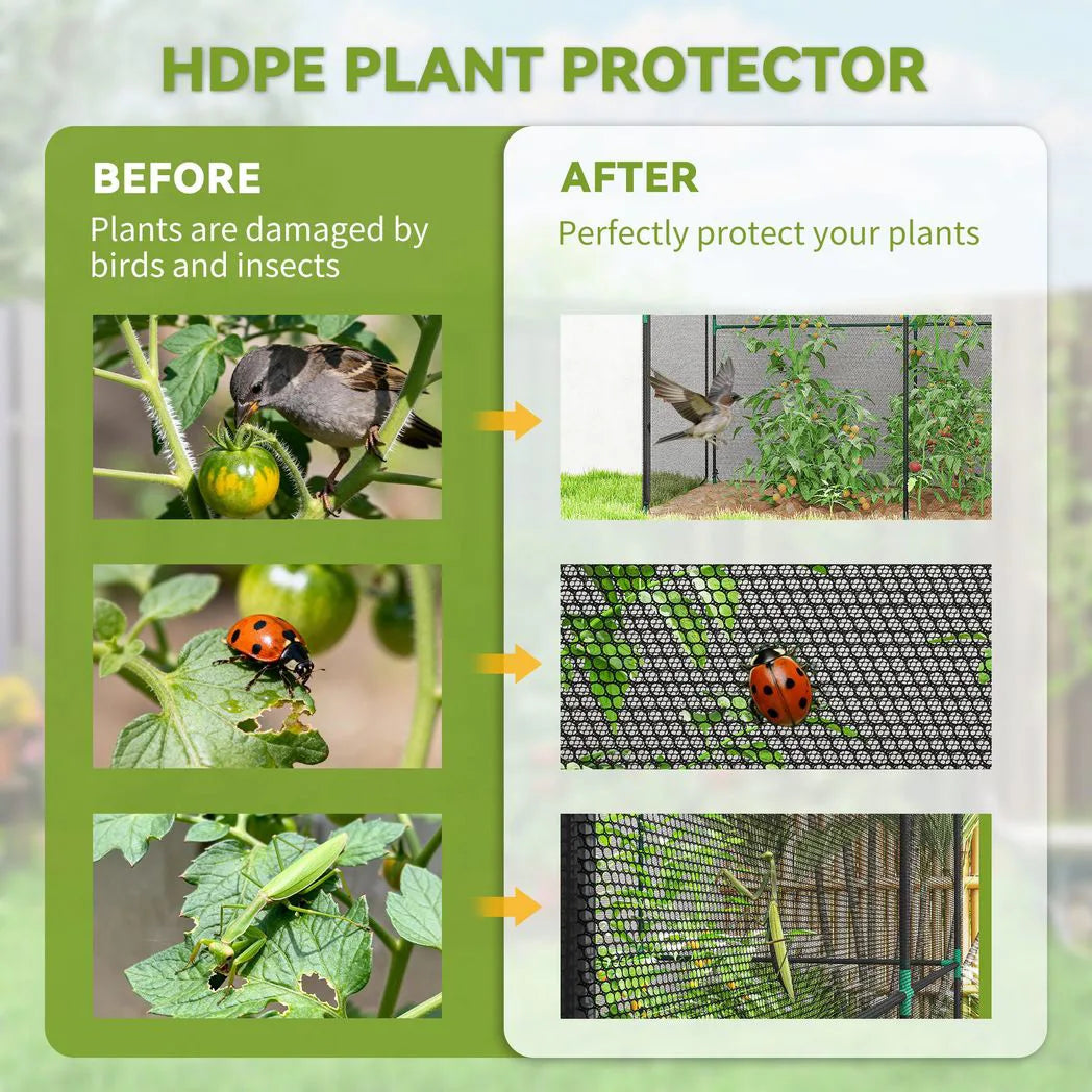 Outsunny Fruit Cage Bird Netting with Zipped Door and HDPE Mesh Cover – Brassica Protection Tent, 2 x 1 x 1.6 m