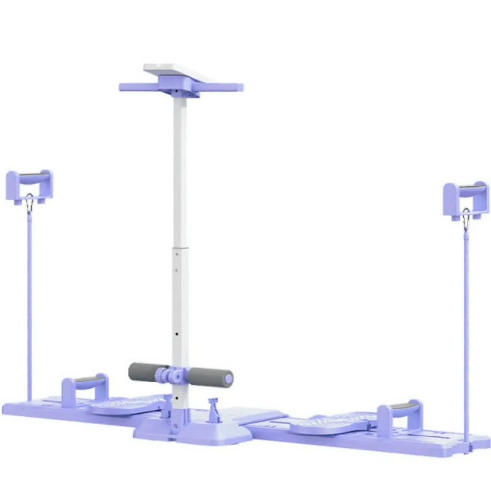 5-in-1 Folding Ski Machine & Hip Leg Exerciser with Counter & Tension Ropes – Home Core Trainer, Purple