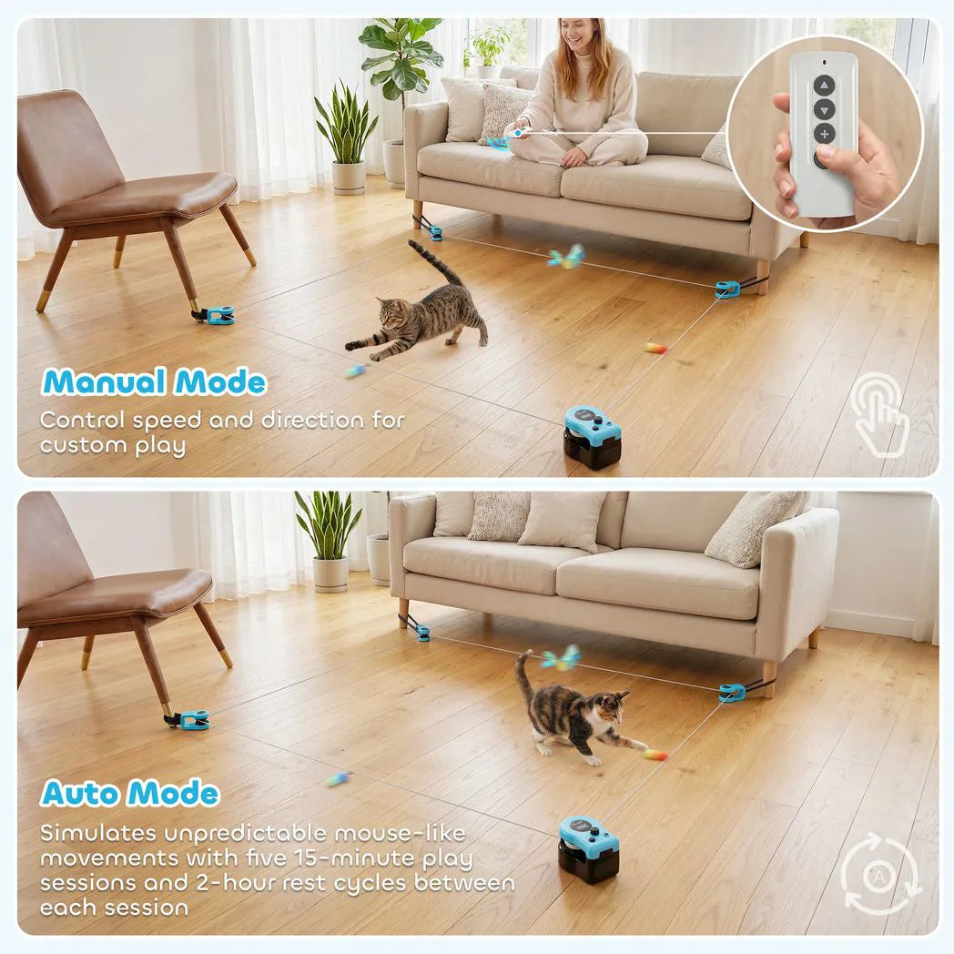 PawHut Interactive Cat Toy for Indoor Cats with Remote Control, Adjustable Speed, DIY Track and Mouse Sound