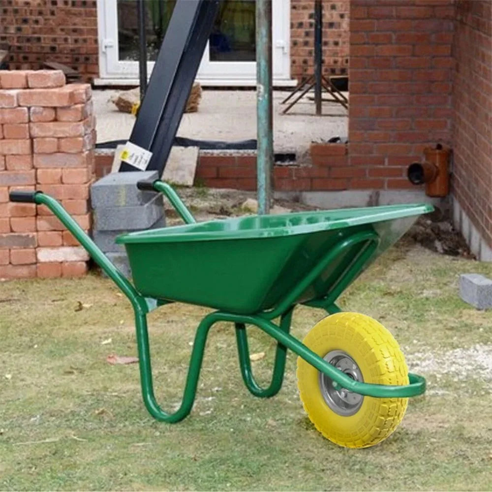 2 x 10" Puncture-Proof Solid PU Sack Truck Wheels with 16mm Bore – Heavy-Duty Trolley Spare Tyres, Yellow