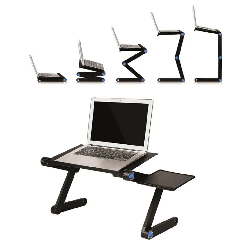 Adjustable Folding Laptop Stand Table with 360° Rotating Legs – Portable Lap Desk for Bed & Sofa, Black