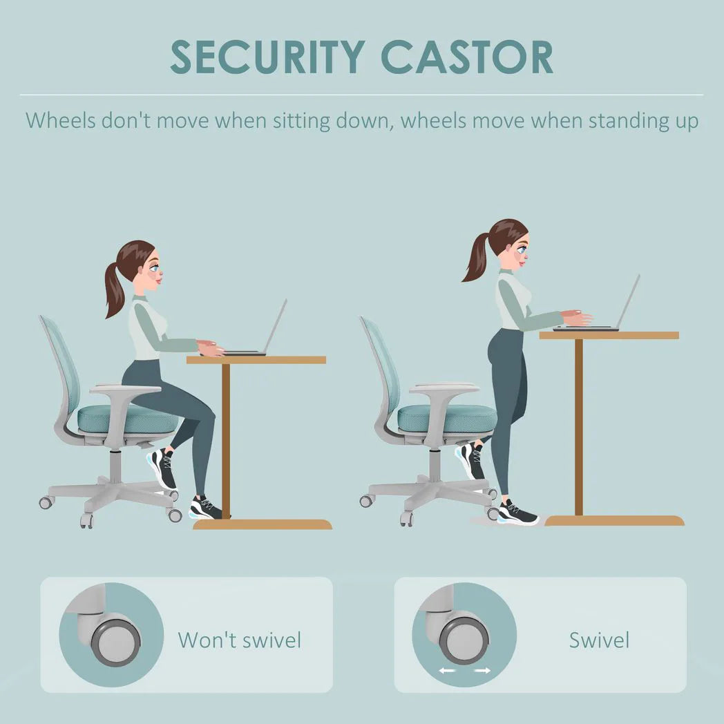 Vinsetto Mesh Back Office Chair with 44–56cm Adjustable Height, Swivel Seat & Castors – Light Green