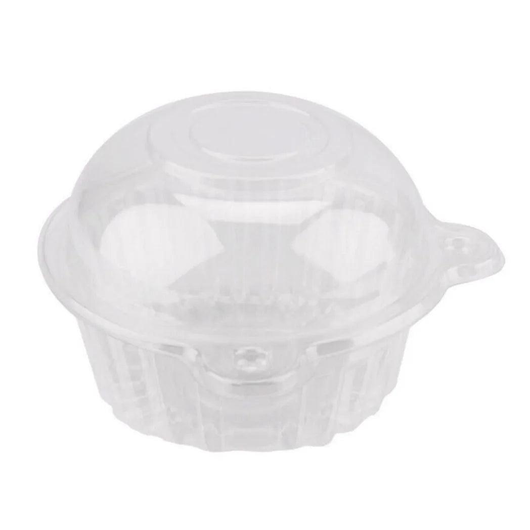 50 Clear Plastic Cupcake Boxes with Dome Lids – Single Cake Holders for Muffins, Parties & Catering