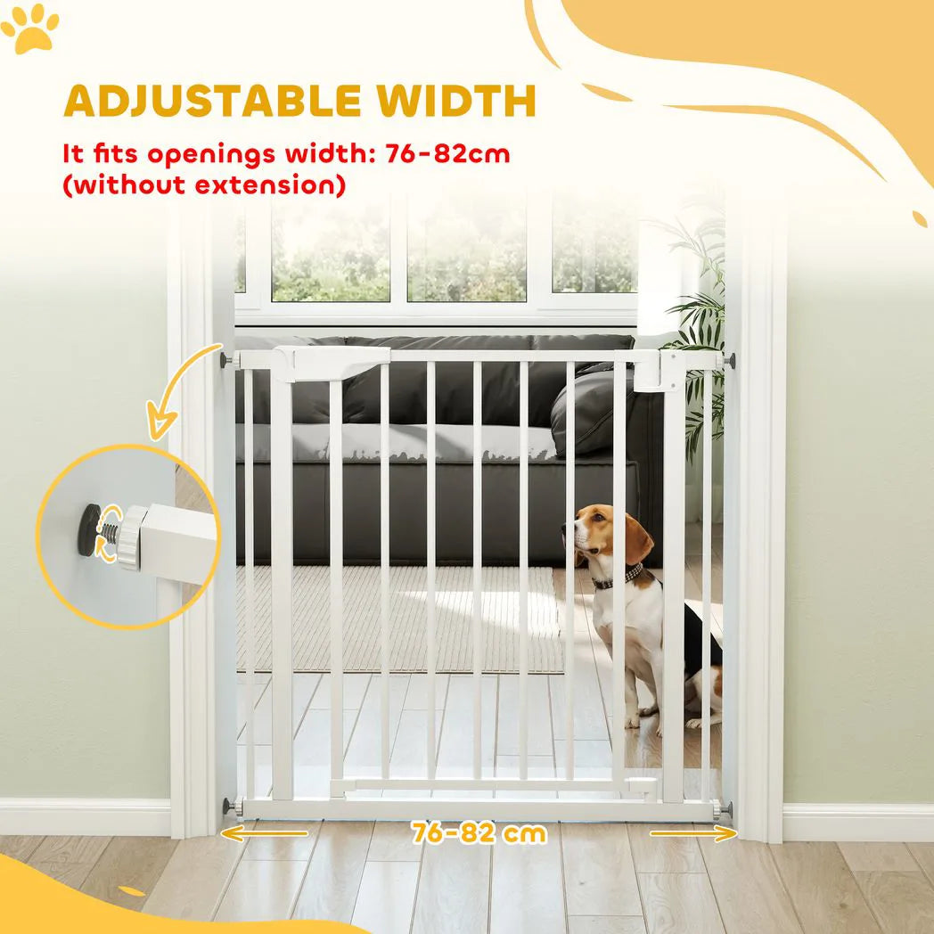 PawHut Pressure-Fit Baby and Pet Safety Gate, 76–81 cm, Two-Way Opening with One-Hand Release