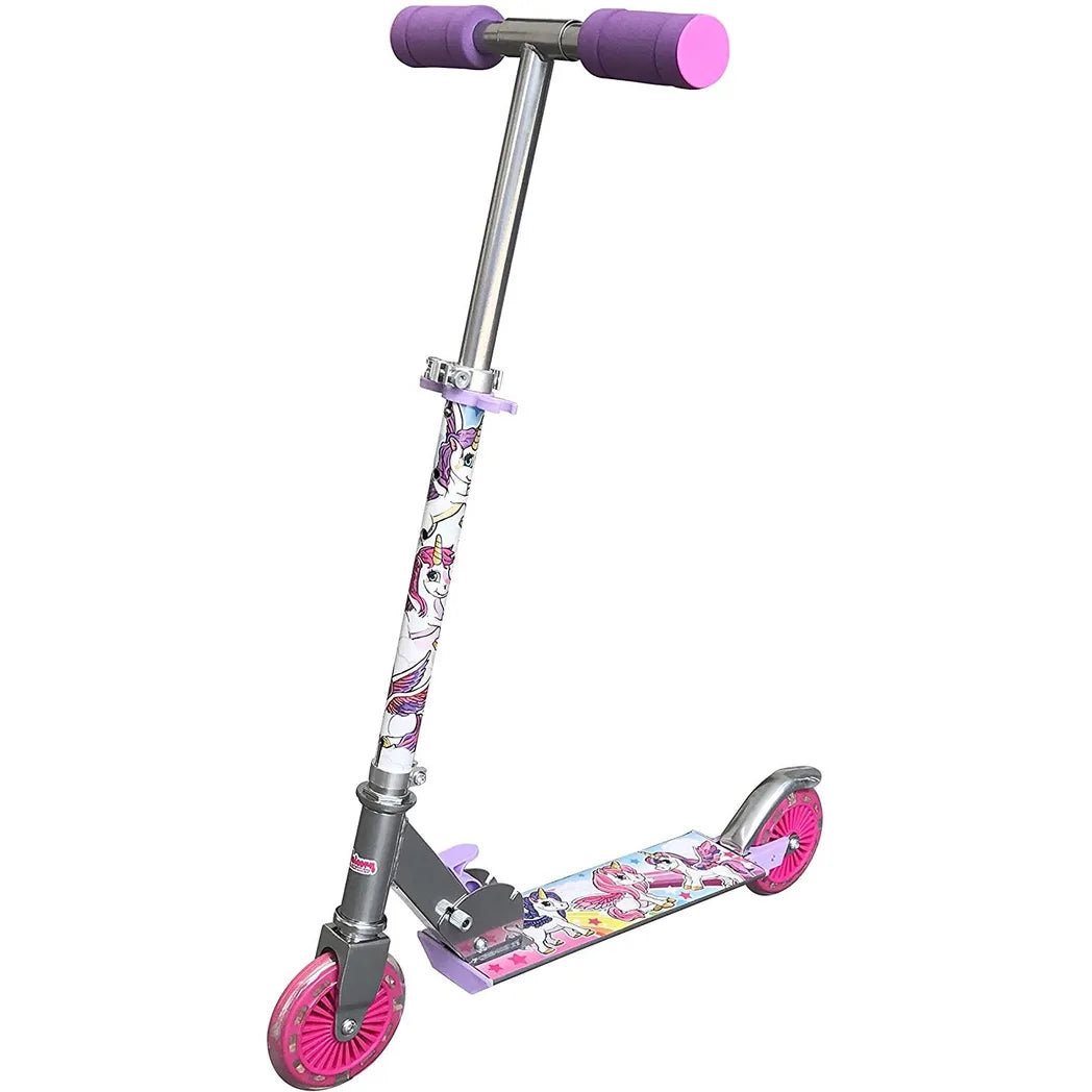 Ozbozz Unicorn Dreamland Push Scooter with 2 Light-Up Flashing Wheels – Outdoor Ride-On for Boys & Girls