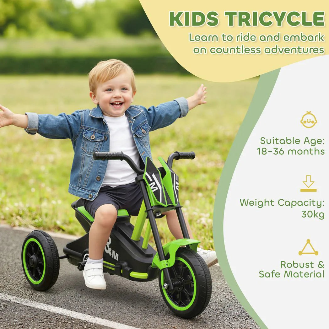 AIYAPLAY Kids Tricycle Baby Trike with Steel Frame – 3 Wheel Toddler Balance Bike for Indoor & Outdoor, Green