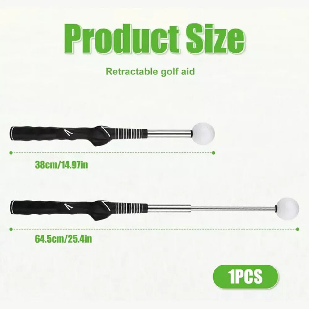 Retractable Golf Swing Trainer with Click Feedback – Portable Tempo & Grip Aid for Indoor Practice