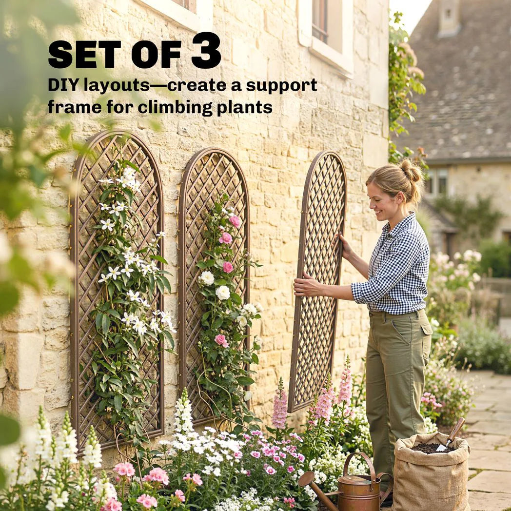 Outsunny Hand-Woven Wicker Garden Trellis Panel with Dome Top for Climbing Plants, 43 x 112 cm, Natural