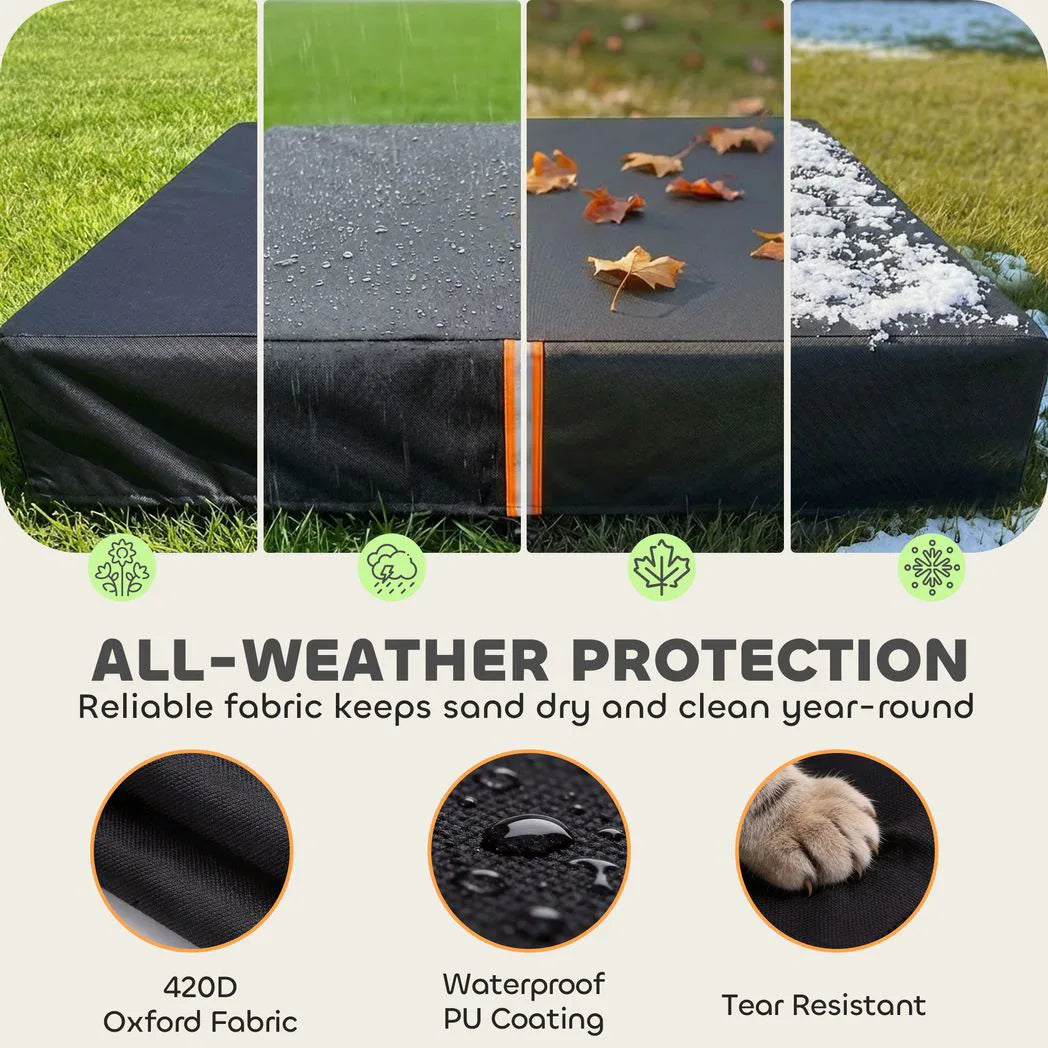 AIYAPLAY Waterproof Sandbox Cover with Drawstring and Elastic Band – UV Protection, Fits 123-127 cm Sandpits